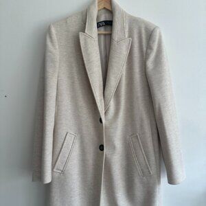 Zara longline / midi blazer - cream/beige